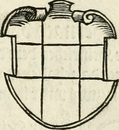 An illustration from Thurnier Buch : von Anfang, Vrsachen, Vrsprung vnd Herkommen der Thurnier im Heyligen Römischen Reich Teutscher Nation, wie viel offentlicher Landthurnier von Keyser Heinrich dem Ersten dieses Namens an biss auff den jetztregierenden Keyser Maximilian den Andern ... vnd in welchen Stetten die alle gehalten ... Alles jetzunder von neuwem zusammen getragen, mit schönen neuwen Figuren, sonderlich auch der adelischen Wappen, auffs schönest zugericht .., 1566, leaf 134