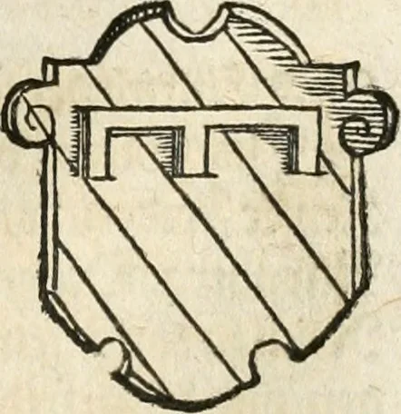 An illustration from Thurnier Buch : von Anfang, Vrsachen, Vrsprung vnd Herkommen der Thurnier im Heyligen Römischen Reich Teutscher Nation, wie viel offentlicher Landthurnier von Keyser Heinrich dem Ersten dieses Namens an biss auff den jetztregierenden Keyser Maximilian den Andern ... vnd in welchen Stetten die alle gehalten ... Alles jetzunder von neuwem zusammen getragen, mit schönen neuwen Figuren, sonderlich auch der adelischen Wappen, auffs schönest zugericht .., 1566, leaf 220
