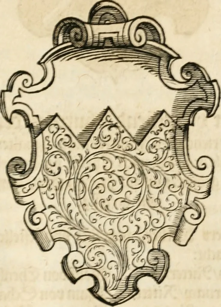 An illustration from Thurnier Buch : von Anfang, Vrsachen, Vrsprung vnd Herkommen der Thurnier im Heyligen Römischen Reich Teutscher Nation, wie viel offentlicher Landthurnier von Keyser Heinrich dem Ersten dieses Namens an biss auff den jetztregierenden Keyser Maximilian den Andern ... vnd in welchen Stetten die alle gehalten ... Alles jetzunder von neuwem zusammen getragen, mit schönen neuwen Figuren, sonderlich auch der adelischen Wappen, auffs schönest zugericht .., 1566, leaf 254