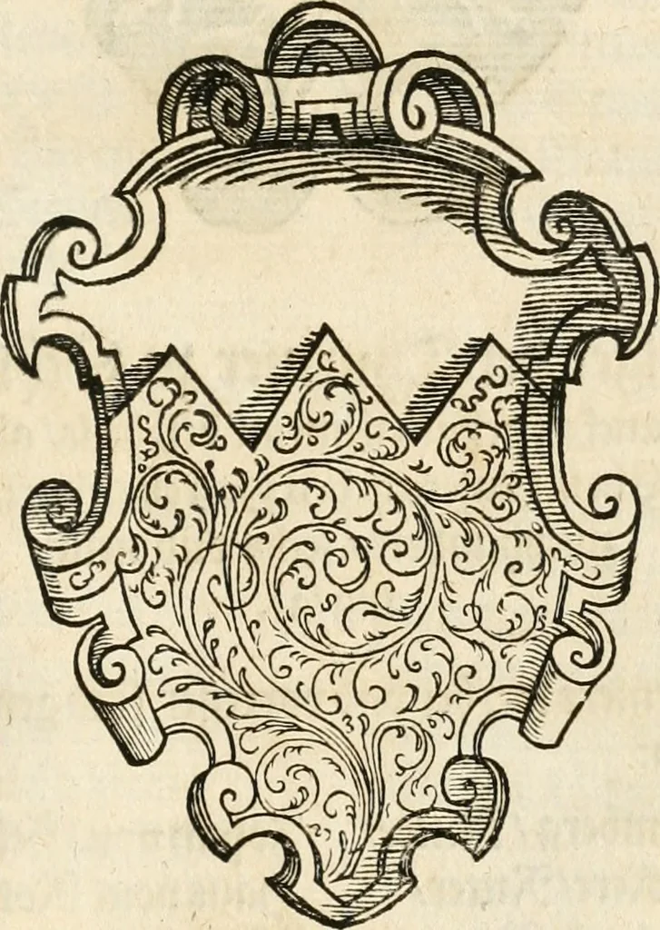 An illustration from Thurnier Buch : von Anfang, Vrsachen, Vrsprung vnd Herkommen der Thurnier im Heyligen Römischen Reich Teutscher Nation, wie viel offentlicher Landthurnier von Keyser Heinrich dem Ersten dieses Namens an biss auff den jetztregierenden Keyser Maximilian den Andern ... vnd in welchen Stetten die alle gehalten ... Alles jetzunder von neuwem zusammen getragen, mit schönen neuwen Figuren, sonderlich auch der adelischen Wappen, auffs schönest zugericht .., 1566, leaf 274