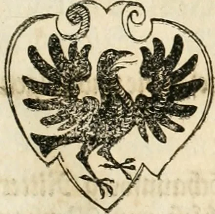 An illustration from Thurnier Buch : von Anfang, Vrsachen, Vrsprung vnd Herkommen der Thurnier im Heyligen Römischen Reich Teutscher Nation, wie viel offentlicher Landthurnier von Keyser Heinrich dem Ersten dieses Namens an biss auff den jetztregierenden Keyser Maximilian den Andern ... vnd in welchen Stetten die alle gehalten ... Alles jetzunder von neuwem zusammen getragen, mit schönen neuwen Figuren, sonderlich auch der adelischen Wappen, auffs schönest zugericht .., 1566, leaf 296