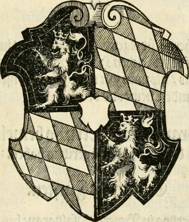 An illustration from Thurnier Buch : von Anfang, Vrsachen, Vrsprung vnd Herkommen der Thurnier im Heyligen Römischen Reich Teutscher Nation, wie viel offentlicher Landthurnier von Keyser Heinrich dem Ersten dieses Namens an biss auff den jetztregierenden Keyser Maximilian den Andern ... vnd in welchen Stetten die alle gehalten ... Alles jetzunder von neuwem zusammen getragen, mit schönen neuwen Figuren, sonderlich auch der adelischen Wappen, auffs schönest zugericht .., 1566, leaf 366