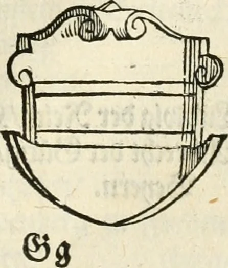An illustration from Thurnier Buch : von Anfang, Vrsachen, Vrsprung vnd Herkommen der Thurnier im Heyligen Römischen Reich Teutscher Nation, wie viel offentlicher Landthurnier von Keyser Heinrich dem Ersten dieses Namens an biss auff den jetztregierenden Keyser Maximilian den Andern ... vnd in welchen Stetten die alle gehalten ... Alles jetzunder von neuwem zusammen getragen, mit schönen neuwen Figuren, sonderlich auch der adelischen Wappen, auffs schönest zugericht .., 1566, leaf 366