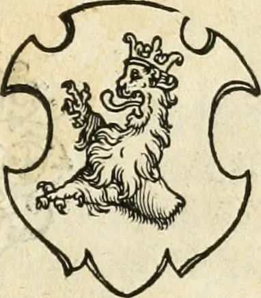 An illustration from Thurnier Buch : von Anfang, Vrsachen, Vrsprung vnd Herkommen der Thurnier im Heyligen Römischen Reich Teutscher Nation, wie viel offentlicher Landthurnier von Keyser Heinrich dem Ersten dieses Namens an biss auff den jetztregierenden Keyser Maximilian den Andern ... vnd in welchen Stetten die alle gehalten ... Alles jetzunder von neuwem zusammen getragen, mit schönen neuwen Figuren, sonderlich auch der adelischen Wappen, auffs schönest zugericht .., 1566, leaf 376