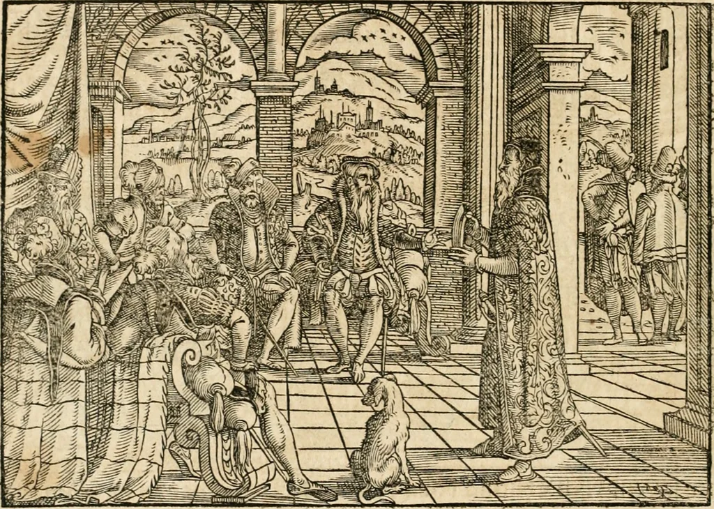 An illustration from Thurnier Buch : von Anfang, Vrsachen, Vrsprung vnd Herkommen der Thurnier im Heyligen Römischen Reich Teutscher Nation, wie viel offentlicher Landthurnier von Keyser Heinrich dem Ersten dieses Namens an biss auff den jetztregierenden Keyser Maximilian den Andern ... vnd in welchen Stetten die alle gehalten ... Alles jetzunder von neuwem zusammen getragen, mit schönen neuwen Figuren, sonderlich auch der adelischen Wappen, auffs schönest zugericht .., 1566, leaf 43