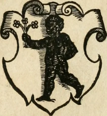 An illustration from Thurnier Buch : von Anfang, Vrsachen, Vrsprung vnd Herkommen der Thurnier im Heyligen Römischen Reich Teutscher Nation, wie viel offentlicher Landthurnier von Keyser Heinrich dem Ersten dieses Namens an biss auff den jetztregierenden Keyser Maximilian den Andern ... vnd in welchen Stetten die alle gehalten ... Alles jetzunder von neuwem zusammen getragen, mit schönen neuwen Figuren, sonderlich auch der adelischen Wappen, auffs schönest zugericht .., 1566, leaf 54