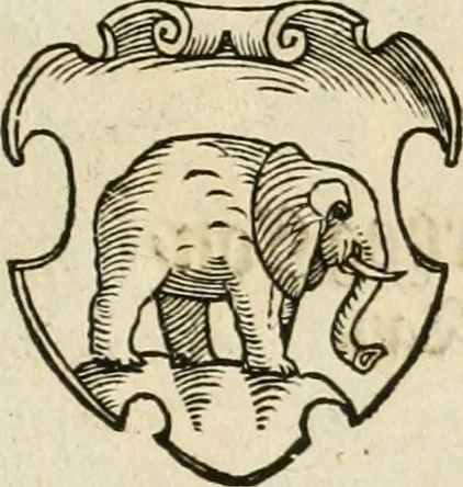 An illustration from Thurnier Buch : von Anfang, Vrsachen, Vrsprung vnd Herkommen der Thurnier im Heyligen Römischen Reich Teutscher Nation, wie viel offentlicher Landthurnier von Keyser Heinrich dem Ersten dieses Namens an biss auff den jetztregierenden Keyser Maximilian den Andern ... vnd in welchen Stetten die alle gehalten ... Alles jetzunder von neuwem zusammen getragen, mit schönen neuwen Figuren, sonderlich auch der adelischen Wappen, auffs schönest zugericht .., 1566, leaf 78