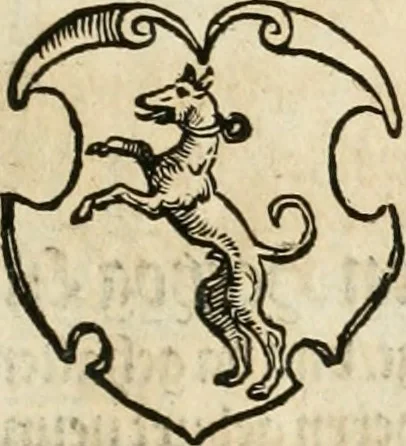 An illustration from Thurnier Buch : von Anfang, Vrsachen, Vrsprung vnd Herkommen der Thurnier im Heyligen Römischen Reich Teutscher Nation, wie viel offentlicher Landthurnier von Keyser Heinrich dem Ersten dieses Namens an biss auff den jetztregierenden Keyser Maximilian den Andern ... vnd in welchen Stetten die alle gehalten ... Alles jetzunder von neuwem zusammen getragen, mit schönen neuwen Figuren, sonderlich auch der adelischen Wappen, auffs schönest zugericht .., 1566, leaf 92