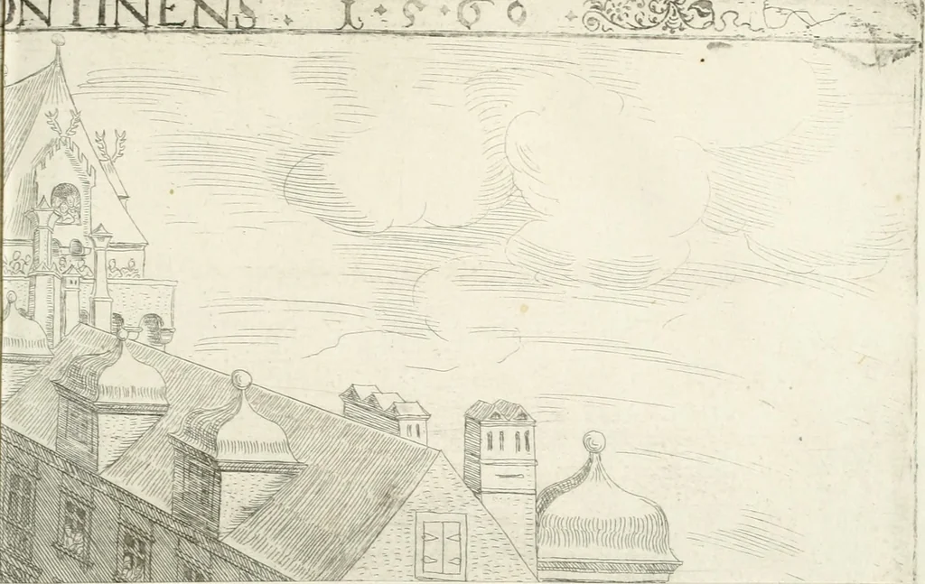 An illustration from Thurnier Buch, warhafftiger ritterlicher Thate : so in dem Monat Junij des vergangnen LX. Jars in vnd ausserhalb der Statt Wienn zu Ross vnd zu Fuess, auff Wasser vnd Lannd gehalten worden, mit schönen Figuren contrafeet : vnd dem Allerdurchleuchtigisten, Grossmechtigisten Fürsten vnnd Herrn, Herren Ferdinando, erweltem Römischen Kayser ..., 1561, leaf 88
