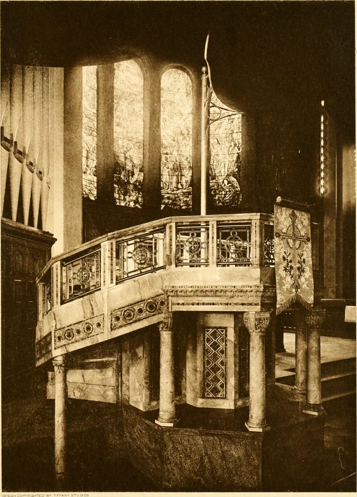 An illustration from Tiffany favrile glass, Tiffany windows, Tiffany mosaics, Tiffany monuments, Tiffany granite., 1913, leaf 56
