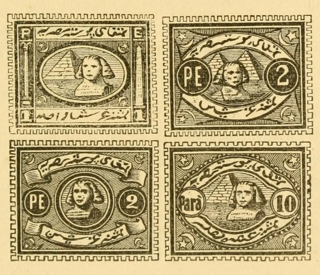 An illustration from Timbres d'Égypte et de la Compagnie du Canal de Suez / par J.-B. Moens, 1880, leaf 39