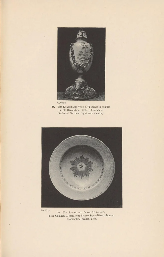 An illustration from Tin enamelled pottery : maiolica, delft, and other stanniferous faience, 1907, leaf 87