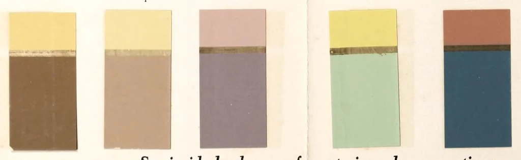 An illustration from Tinting and mixing chart : for pure white, clear colors, flat tints and shades., 1910, leaf 4