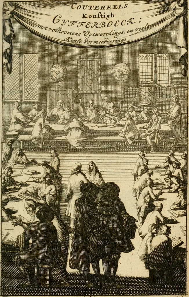 An illustration from 't Konstigh cyffer-voek van Mr. Jean Coutereels : met volkomene uytwerkingh aller questien, en byvoegingh van veelerley andere soo noodige als konstige opgevingen, 1690, leaf 8
