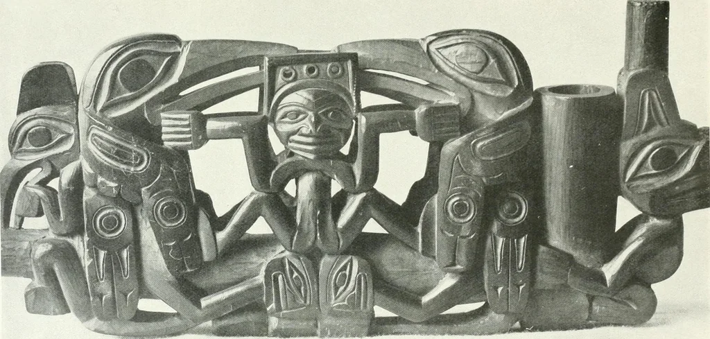 An illustration from Tlinkit u. Haida : Indianerstämme der Westküste von Nord-Amerika : Kultische Kunst und Mythen des Kulturkreises, 1922, leaf 74