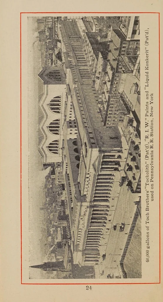 An illustration from Toch Brothers "Red book" on damp-resisting paints, compounds and specialties, 1912, leaf 26