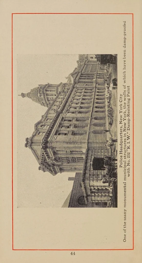 An illustration from Toch Brothers "Red book" on damp-resisting paints, compounds and specialties, 1912, leaf 46