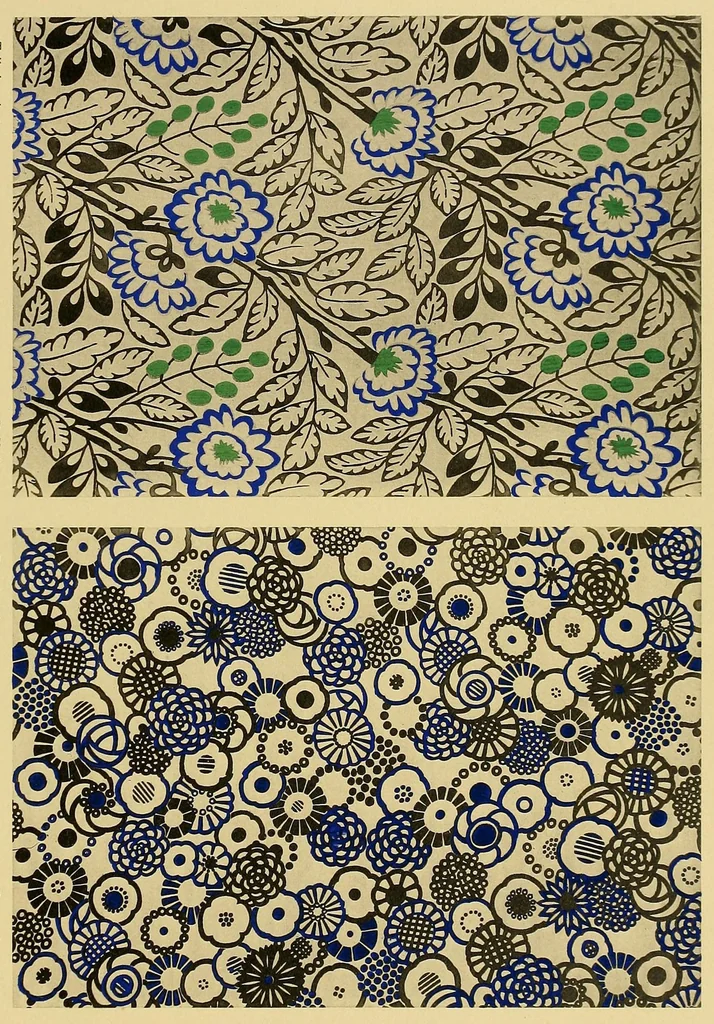 An illustration from Étoffes imprimées et papiers peints;, 1924, leaf 73