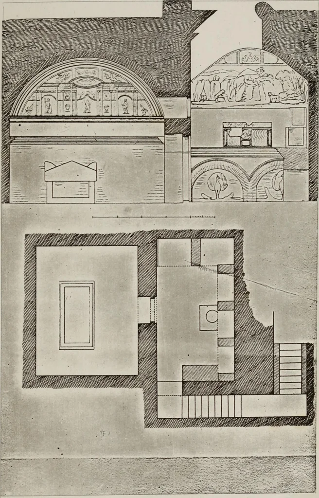 An illustration from Tombs in and near Rome ; Sculpture among the Greeks and Romans, mythology in funereal sculpture, and early Christian sculpture, 1877, leaf 134