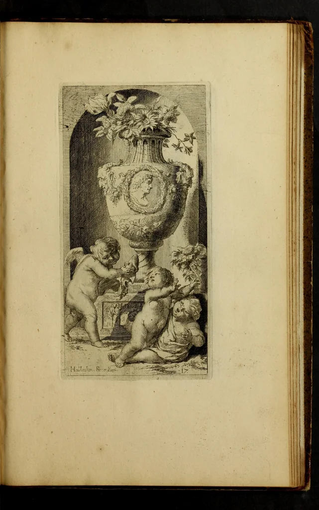 An illustration from Toneel van Sinnebeelden : geopent tot Dienst van Schilders Beelthouders etc, 1700, leaf 103