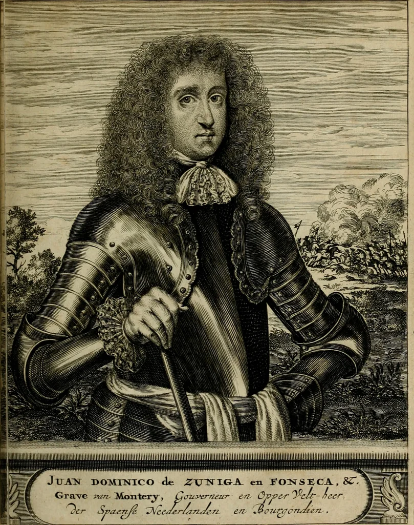 An illustration from Tooneel des oorlogs, opgerecht in de Vereenigde Nederlanden : door de wapenen van de koningen van Vrankryk en Engeland, Keulsche en Munstersche Bisschoppen : tegen de Staten der Vereenigde Nederlanden, en hare geallieerden ..., 1675, leaf 232