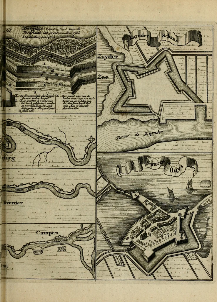An illustration from Tooneel des oorlogs, opgerecht in de Vereenigde Nederlanden : door de wapenen van de koningen van Vrankryk en Engeland, Keulsche en Munstersche Bisschoppen : tegen de Staten der Vereenigde Nederlanden, en hare geallieerden ..., 1675, leaf 394