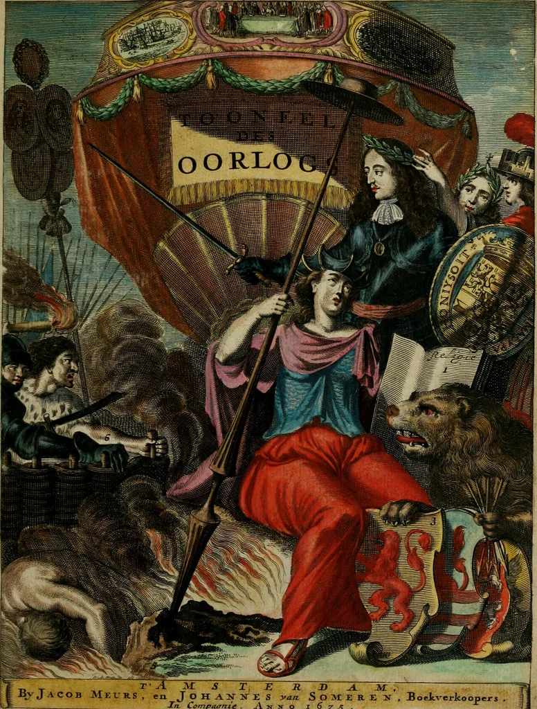 An illustration from Tooneel des oorlogs, opgerecht in de Vereenigde Nederlanden : door de wapenen van de koningen van Vrankryk en Engeland, Keulsche en Munstersche Bisschoppen : tegen de Staten der Vereenigde Nederlanden, en hare geallieerden ..., 1675, leaf 4
