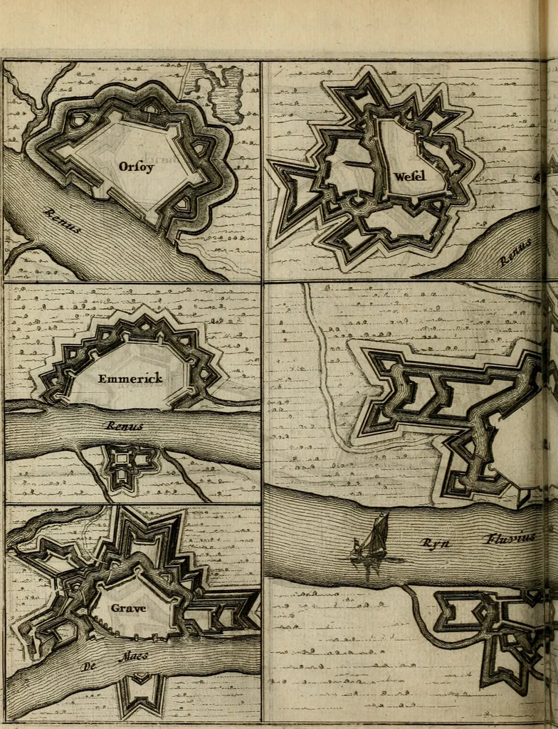 An illustration from Tooneel des oorlogs, opgerecht in de Vereenigde Nederlanden : door de wapenen van de koningen van Vrankryk en Engeland, Keulsche en Munstersche Bisschoppen : tegen de Staten der Vereenigde Nederlanden, en hare geallieerden ..., 1675, leaf 455