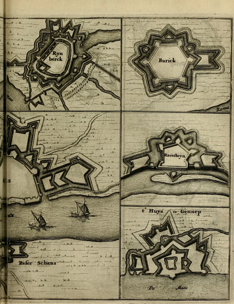 An illustration from Tooneel des oorlogs, opgerecht in de Vereenigde Nederlanden : door de wapenen van de koningen van Vrankryk en Engeland, Keulsche en Munstersche Bisschoppen : tegen de Staten der Vereenigde Nederlanden, en hare geallieerden ..., 1675, leaf 456