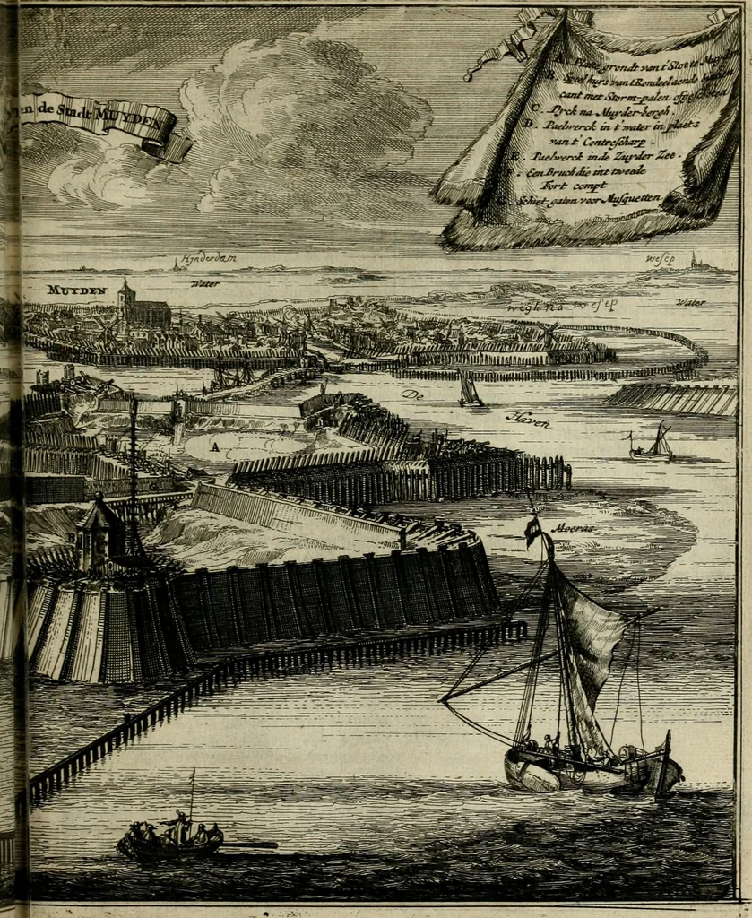 An illustration from Tooneel des oorlogs, opgerecht in de Vereenigde Nederlanden : door de wapenen van de koningen van Vrankryk en Engeland, Keulsche en Munstersche Bisschoppen : tegen de Staten der Vereenigde Nederlanden, en hare geallieerden ..., 1675, leaf 588