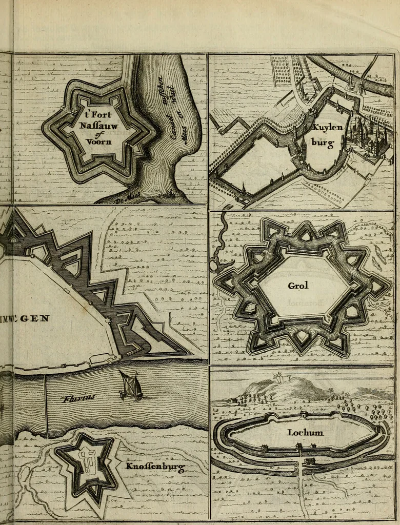 An illustration from Tooneel des oorlogs, opgerecht in de Vereenigde Nederlanden : door de wapenen van de koningen van Vrankryk en Engeland, Keulsche en Munstersche Bisschoppen : tegen de Staten der Vereenigde Nederlanden, en hare geallieerden ..., 1675, leaf 632