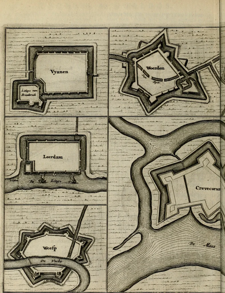 An illustration from Tooneel des oorlogs, opgerecht in de Vereenigde Nederlanden : door de wapenen van de koningen van Vrankryk en Engeland, Keulsche en Munstersche Bisschoppen : tegen de Staten der Vereenigde Nederlanden, en hare geallieerden ..., 1675, leaf 649