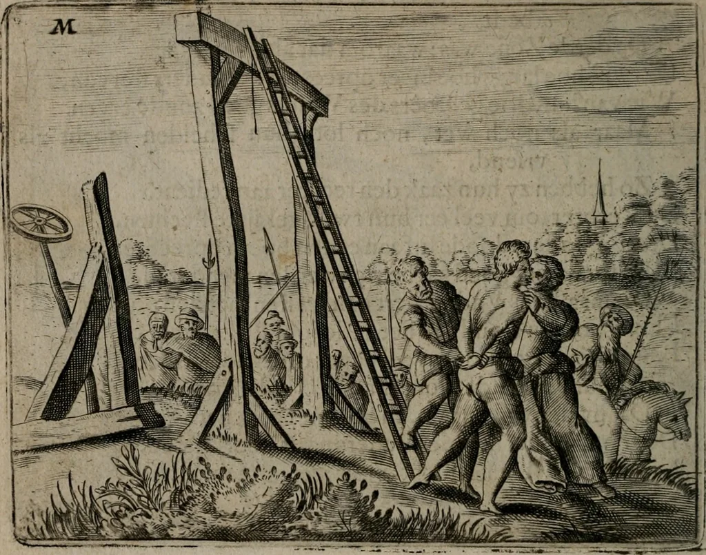 An illustration from Toonneel des menschelikken levens : Of de vernieuwde gulden winkel ; waer in door poëtische, historische, morale, en schriftuurlikke leeringen, den mensche vertoont werdt, hoedanigh hy zijn leven, handel, en wandel, zediglik, eerbaarlik en vermakelik fal overbrengen, 1661, leaf 113