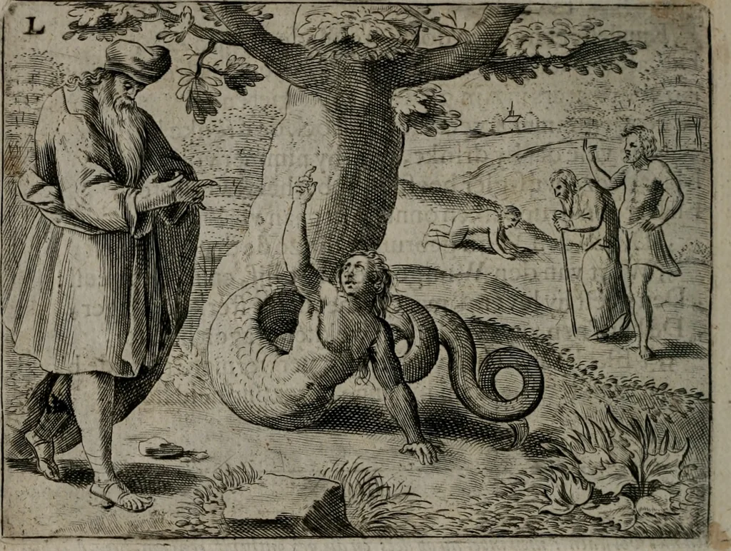 An illustration from Toonneel des menschelikken levens : Of de vernieuwde gulden winkel ; waer in door poëtische, historische, morale, en schriftuurlikke leeringen, den mensche vertoont werdt, hoedanigh hy zijn leven, handel, en wandel, zediglik, eerbaarlik en vermakelik fal overbrengen, 1661, leaf 99