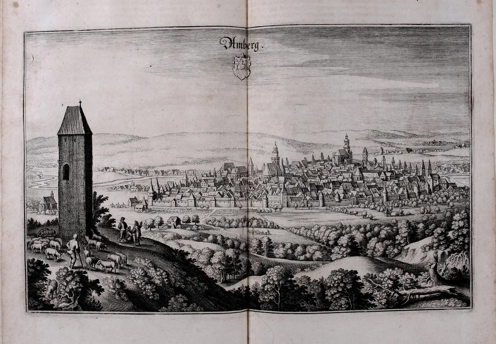 An illustration from Topographia Bavariæ : das ist, Beschreib. vnd aigentliche Abbildung der vornembsten Stätt vnd Orth in Ober vnd Nieder Beÿern, der Ober Pfaltz, vnd anderen, zum hochlöblichen Baÿrischen Craisse hehörigen Landschaften, 1660, leaf 25
