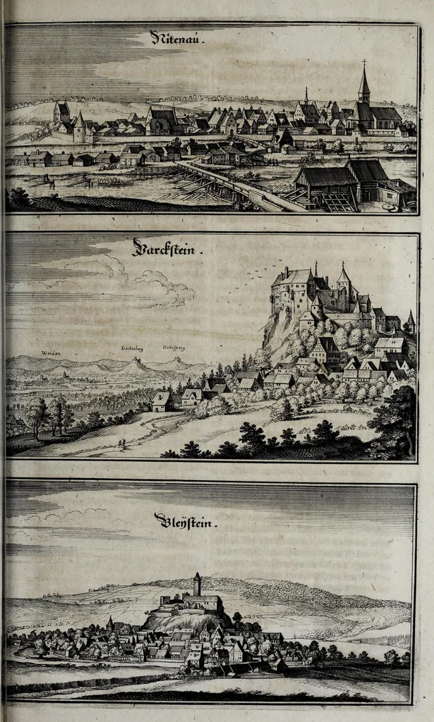 An illustration from Topographia Bavariæ : das ist, Beschreib. vnd aigentliche Abbildung der vornembsten Stätt vnd Orth in Ober vnd Nieder Beÿern, der Ober Pfaltz, vnd anderen, zum hochlöblichen Baÿrischen Craisse hehörigen Landschaften, 1660, leaf 253