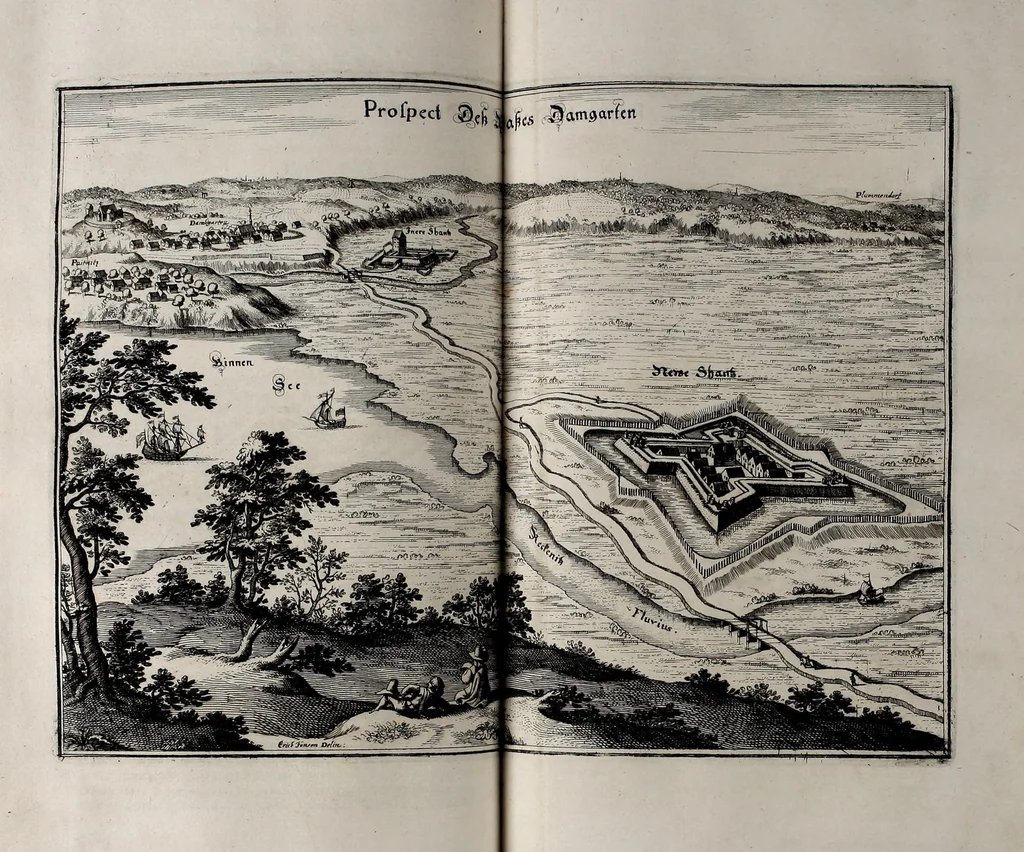An illustration from Topographia Electorat₎ Brandenburgici et Ducatus Pomeraniæ, ec. : das ist, Beschreibung der vornembsten vnd bekantisten Stätte vnd Plätz in dem hochlöblichsten Churfuürstenthum vnd March Brandenburg, vnd dein Hertzogtum Pom̃eren zu sampt einem dopplelten Anhang : vom Lande Preussen vnnd Pomorellen, von Lifflande vnnd selbige beruffenisten Orten, 1652, leaf 149