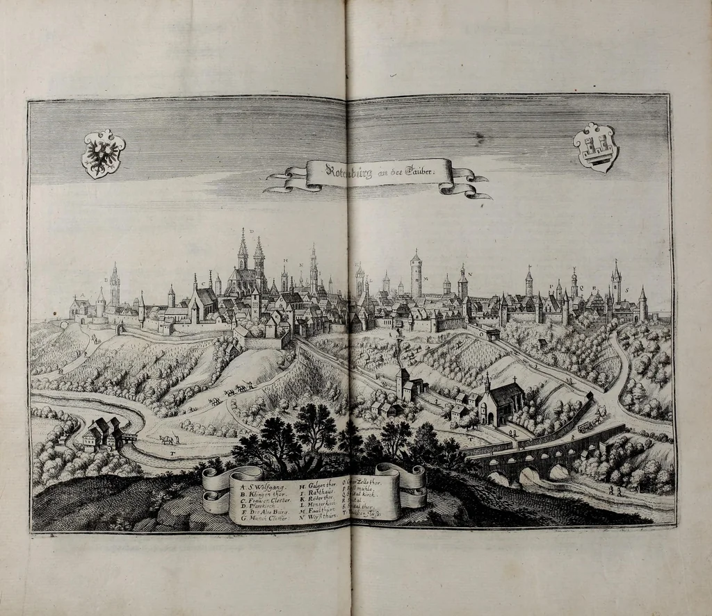 An illustration from Topographia Franconiæ : das ist, Beschreibung vnd eÿgentliche Contrafactur der vornehmbsten Stätte, vnd Plätze des Frankenlandes vnd deren, die zu dem hochlöbischen Fränkischen Craisse gezogen werden, 1648, leaf 147