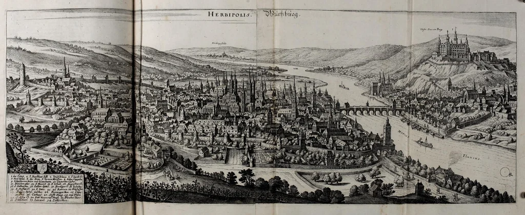 An illustration from Topographia Franconiæ : das ist, Beschreibung vnd eÿgentliche Contrafactur der vornehmbsten Stätte, vnd Plätze des Frankenlandes vnd deren, die zu dem hochlöbischen Fränkischen Craisse gezogen werden, 1648, leaf 201