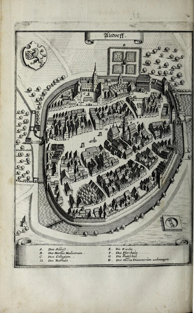 An illustration from Topographia Franconiæ : das ist, Beschreibung vnd eÿgentliche Contrafactur der vornehmbsten Stätte, vnd Plätze des Frankenlandes vnd deren, die zu dem hochlöbischen Fränkischen Craisse gezogen werden, 1648, leaf 38