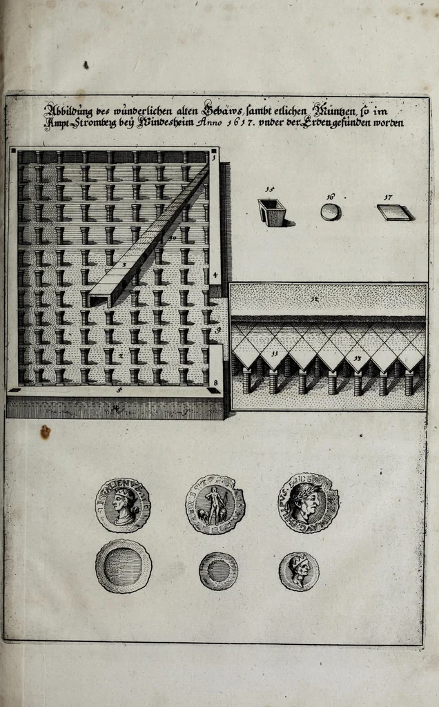 An illustration from Topographia Palatinatus Rheni et vicinarum regionum : das ist, Beschreibung vnd eigentliche Abbildungen der vornemsten Statte V. Plätz der Vntern Pfaltz am Rhein vnd benachbarten Landschaften, als der Bistumer Wormbs vnd Speÿer, der Bergstrass, des Westerreichs, Hundrücks, Zweÿbrüggen, etc. : sampt einer Zugabe ettlicher des, H. Röm. Reichs zu dem Ober Reinischen Cräyss gezogenen ständen, als Bisantz, Metz, Tull, Verdun, Lothringen, Savoyen, etc, 1645, leaf 173