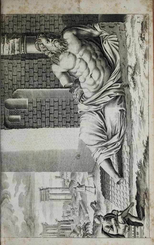 An illustration from Topographia urbis Romæ, das ist eigentliche, Beschreibung der Stadt Rom : sampt allen antiquitäten, Pallästen, Amphitheatris oder Schauplätzen, Obeliscis, Pyramiden, Lustgärten, Bildern, Begräbnüssen, oberschrifften und vergleichen, so in und umb der Stadt Rom gefunden, und in vier Tagen ordentlich beschauet und gesehen werden können, 1681, leaf 135