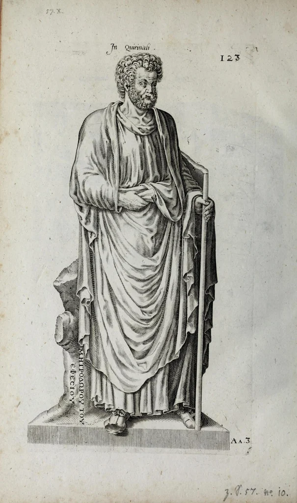 An illustration from Topographia urbis Romæ, das ist eigentliche, Beschreibung der Stadt Rom : sampt allen antiquitäten, Pallästen, Amphitheatris oder Schauplätzen, Obeliscis, Pyramiden, Lustgärten, Bildern, Begräbnüssen, oberschrifften und vergleichen, so in und umb der Stadt Rom gefunden, und in vier Tagen ordentlich beschauet und gesehen werden können, 1681, leaf 218