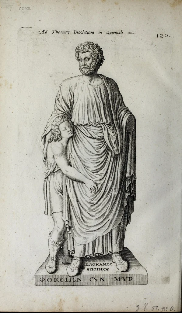 An illustration from Topographia urbis Romæ, das ist eigentliche, Beschreibung der Stadt Rom : sampt allen antiquitäten, Pallästen, Amphitheatris oder Schauplätzen, Obeliscis, Pyramiden, Lustgärten, Bildern, Begräbnüssen, oberschrifften und vergleichen, so in und umb der Stadt Rom gefunden, und in vier Tagen ordentlich beschauet und gesehen werden können, 1681, leaf 222