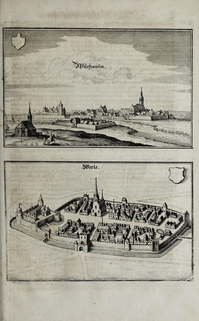 An illustration from Topographia Westphaliæ : das ist, Beschreibung der vornembsten, vnd bekantisten Stätte, vnd Plätz, im hochlöbl. westphälischen Craisse, 1647, leaf 229