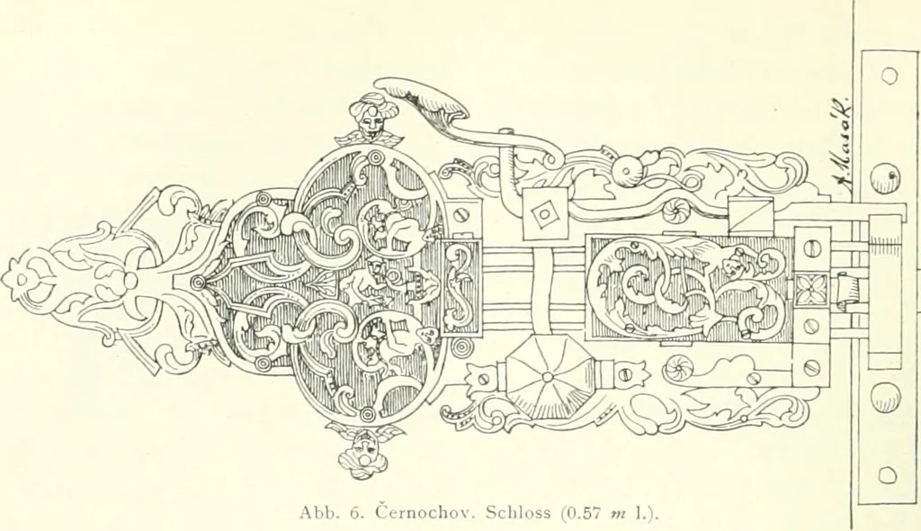 An illustration from Topographie der historischen und Kunst-Denkmale im Königreiche Böhmen von der Urzeit bis zum Anfange des XIX Jahrhundertes, 1897, leaf 21