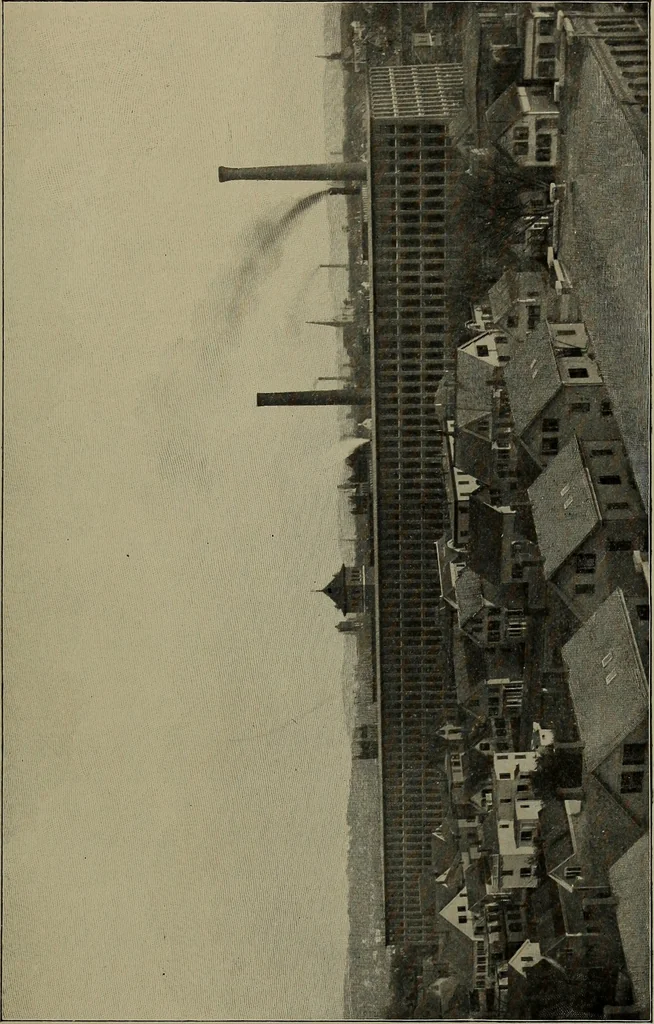 An illustration from Tops, a new American industry; a study in the development of the American worsted manufacture. The Arlington mills, 1898, leaf 66