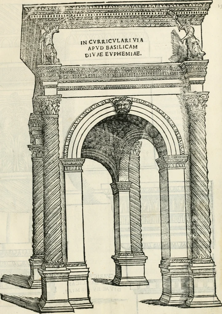 An illustration from Torelli Saraynae Veronensis leg. doct. De origine et amplitudine ciuitatis Veronæ : eiusdem de viris illustribus antiquis veronensibus, de his, qui potiti fuerunt dominio ciuitatis Veronæ, de monumentis antiquis vrbis, & agri veronensis, de interpretatione litterarum antiquarum : index præterea huius operis in calce additus est, 1540, leaf 50
