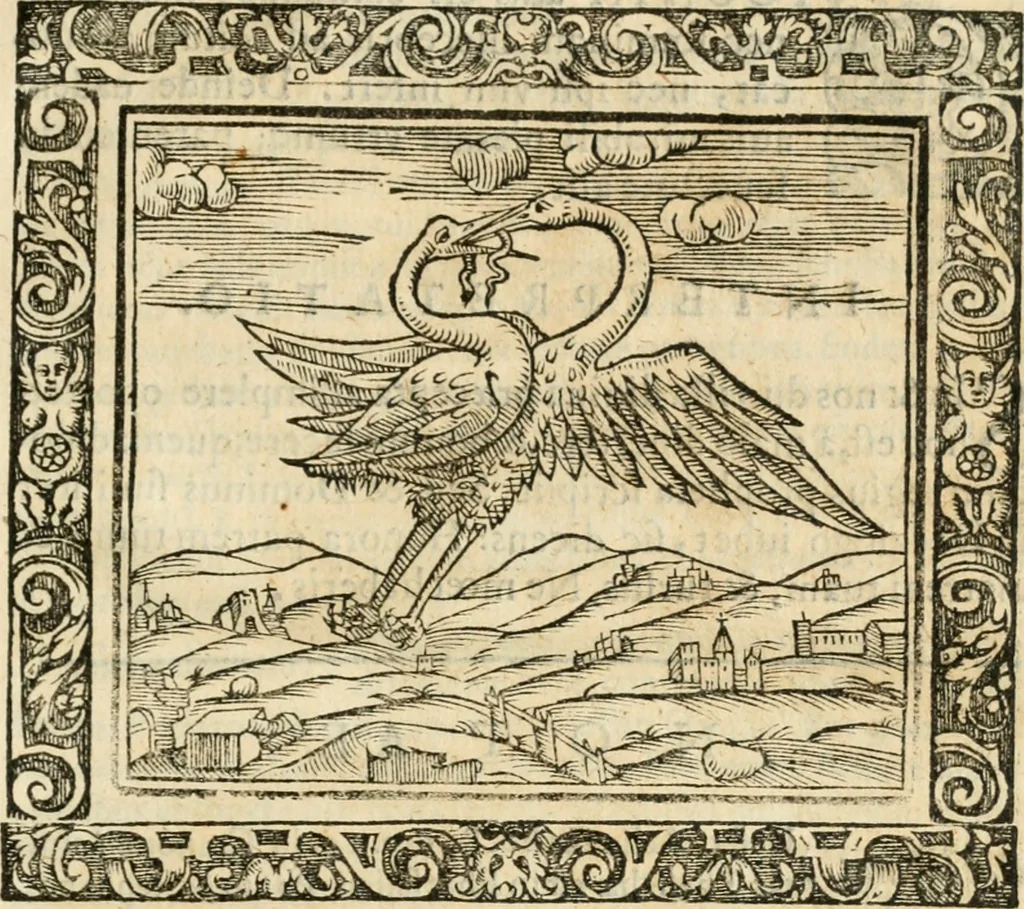 An illustration from Tou Hagiou Patros hemon Epiphaniou, episkopou Konstanteias Kyprou, Peri ton physiologon; tou autou Eis ta baia logos. Sancti patris nostri Epiphanii, Episcopi Constantiae Cypri, Ad physiologum; Eiusdem In die festo palmarum sermo, 1587, leaf 128