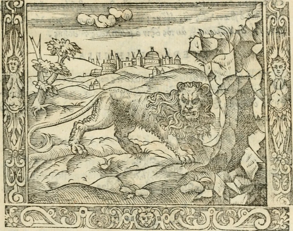 An illustration from Tou Hagiou Patros hemon Epiphaniou, episkopou Konstanteias Kyprou, Peri ton physiologon; tou autou Eis ta baia logos. Sancti patris nostri Epiphanii, Episcopi Constantiae Cypri, Ad physiologum; Eiusdem In die festo palmarum sermo, 1587, leaf 20